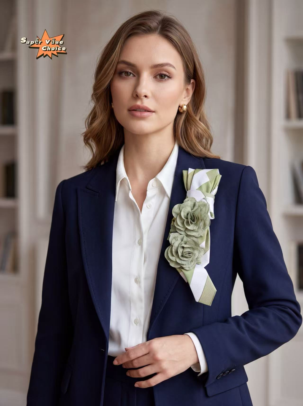 SUPERVALUECHOICE HCSEZA00001 Green Striped Floral Bow Tie