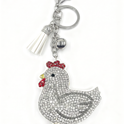 SUPERVALUECHOICE HCSESA00039 Rhinestone Chicken Keychain & Brooch Sparkly Accessory