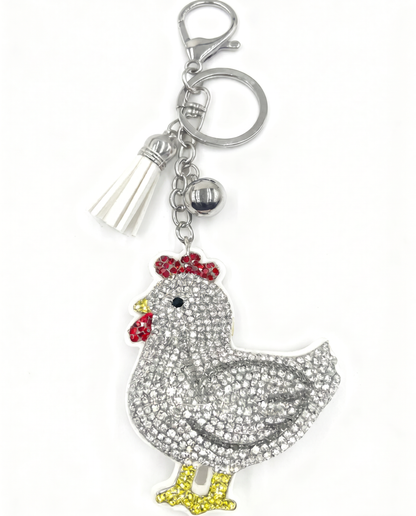SUPERVALUECHOICE HCSESA00039 Rhinestone Chicken Keychain & Brooch Sparkly Accessory