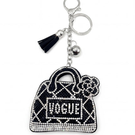 SUPERVALUECHOICE HCSESA00031 Sparkly Black Handbag Rhinestone Keychain&Brooch
