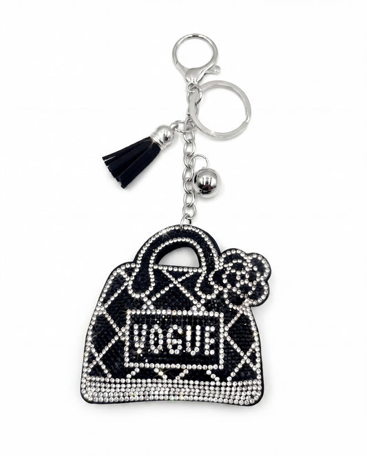SUPERVALUECHOICE HCSESA00031 Sparkly Black Handbag Rhinestone Keychain&Brooch