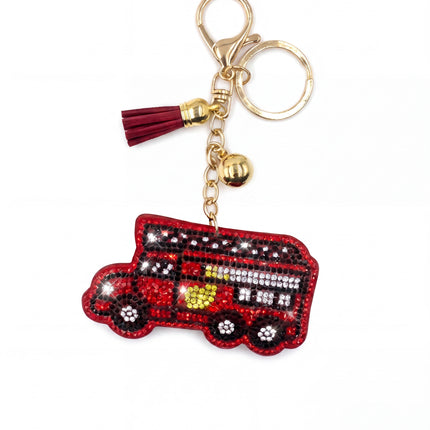 SUPERVALUECHOICE HCSESA00035 Rhinestone Double Decker Bus Keychain & Brooch