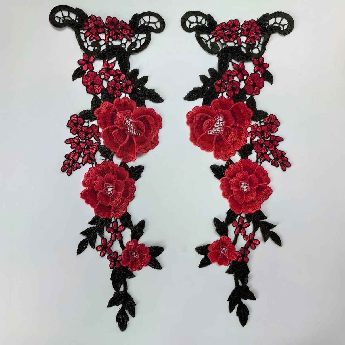 SUPERVALUECHOICE HCSEYB00066 Pair of Floral Embroidery Patches Matching Set 5.51'' X 14.96''