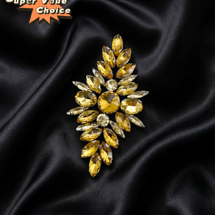 SUPERVALUECHOICE CHRISTMAS HCSEYD00045 Handmade Rhinestone Applique, Hotfix Backed Crystal Beaded Patch for Christmas Holiday Garment, Formal Dress & Costume Embellishment 3.74 in × 1.97 in