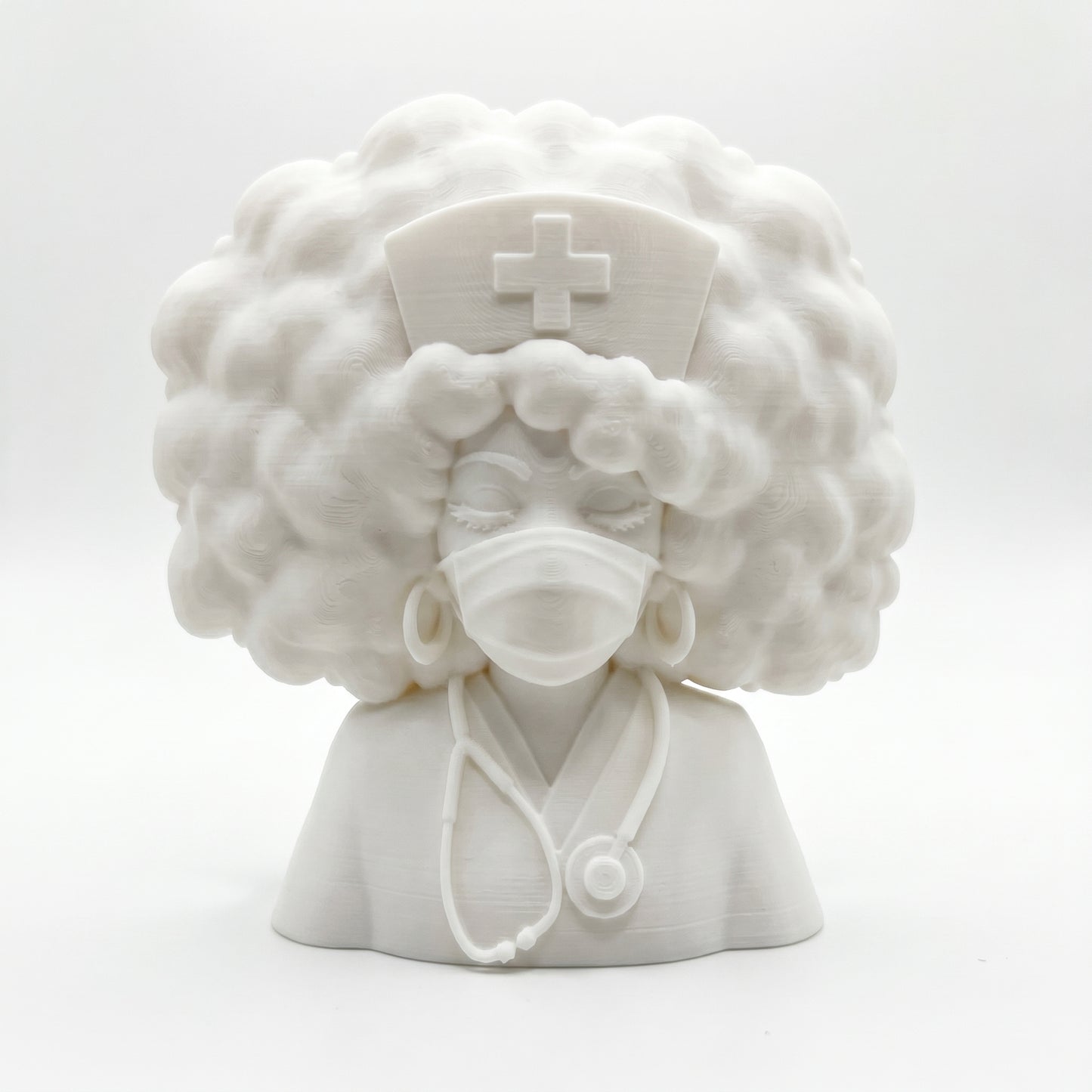 SUPERVALUECHOICE HCSEUA00052  Z-Blank Red Cross Afro Nurse Resin Sculpture DIY Paintable Blanks for Brooch Keychain Handmade Accessories 2.2" × 2.7" × 0.5"