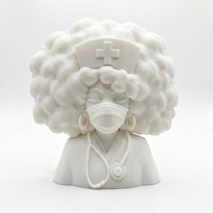 SUPERVALUECHOICE HCSEUA00052  Z-Blank Red Cross Afro Nurse Resin Sculpture DIY Paintable Blanks for Brooch Keychain Handmade Accessories 2.2" × 2.7" × 0.5"