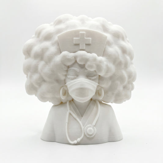 SUPERVALUECHOICE HCSEUA00052  Z-Blank Red Cross Afro Nurse Resin Sculpture DIY Paintable Blanks for Brooch Keychain Handmade Accessories 2.2" × 2.7" × 0.5"