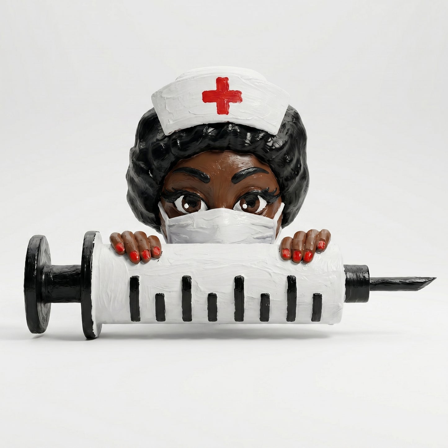 SUPERVALUECHOICE HCSEUA00068  Z-Blank Masked Nurse Syringe Resin Figurine DIY Paintable Blanks for Brooch 2" × 2.7" × 0.6"