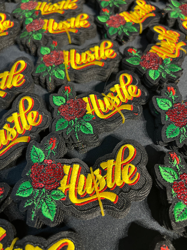SUPERVALUECHOICE HCSEYC00019 Rose Sequin Embroidered Patch Iron On Floral Word Patch for Denim Jacket Backpack DIY Clothing Decor