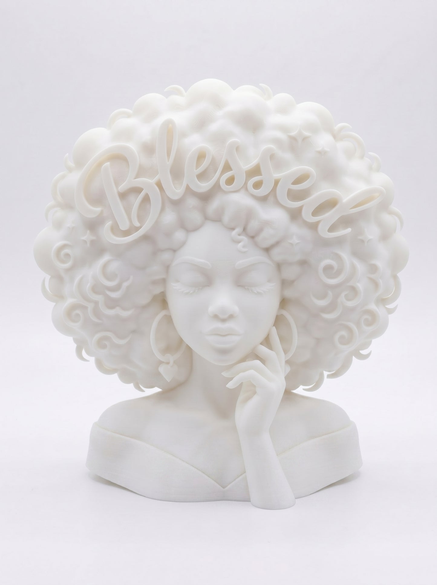 SUPERVALUECHOICE HCSEUA00018 Z-Paint Your Own Flat Back Off Shoulder Blessed Curly Hair Lady Resin Mold Blank, DIY Accessory Blanks for Brooch Keychain Charms