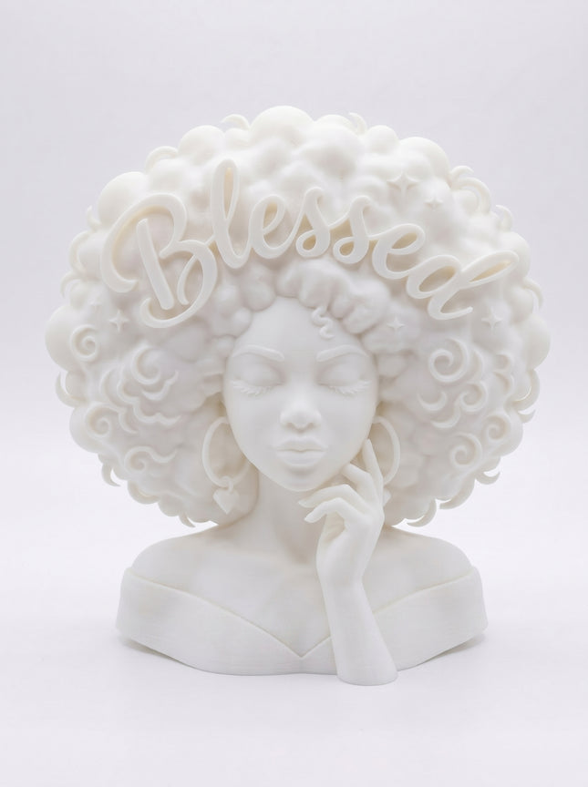 SUPERVALUECHOICE HCSEUA00018 Z-Paint Your Own Flat Back Off Shoulder Blessed Curly Hair Lady Resin Mold Blank, DIY Accessory Blanks for Brooch Keychain Charm