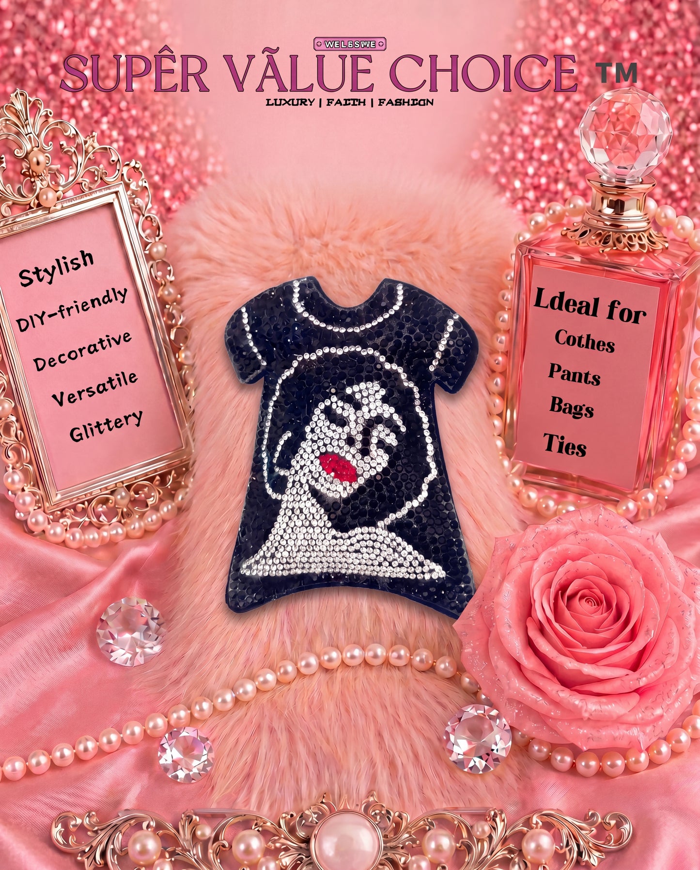SUPERVALUECHOICE HCSESA00026 Rhinestone Cartoon Face Keychain & Brooch