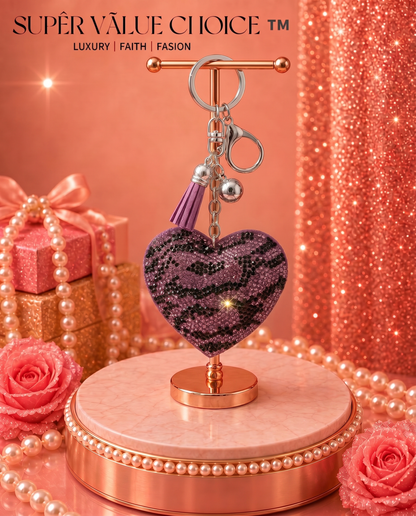 SUPERVALUECHOICE HCSESA00044 Sparkly Rhinestone Heart Bow Keychain Brooch