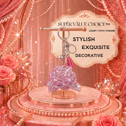 SUPERVALUECHOICE HCSESA00038 Sparkly Rhinestone Rose Keychain & Brooch