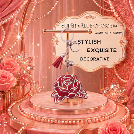 SUPERVALUECHOICE HCSESA00038 Sparkly Rhinestone Rose Keychain & Brooch