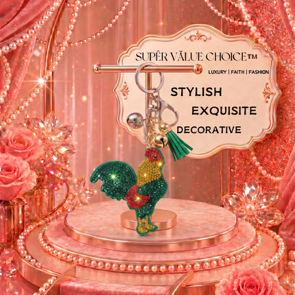 SUPERVALUECHOICE HCSESA00039 Rhinestone Chicken Keychain & Brooch Sparkly Accessory