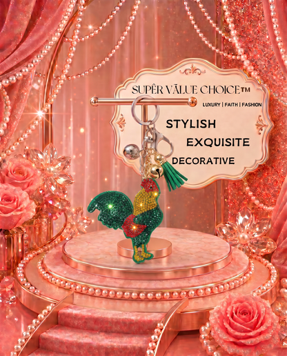 SUPERVALUECHOICE HCSESA00039 Rhinestone Chicken Keychain & Brooch Sparkly Accessory