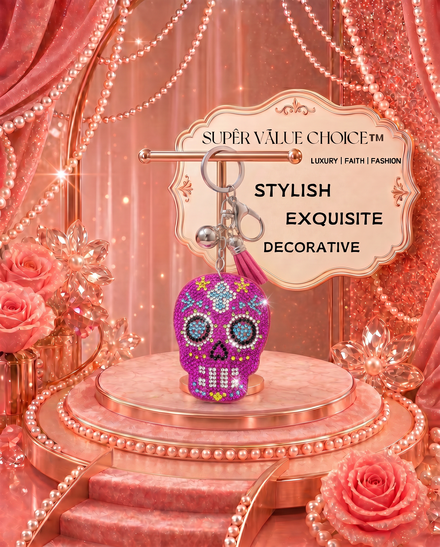 SUPERVALUECHOICE HCSESA00036 Bling Colorful Skull Brooch Brooch & Keyring