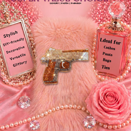 SUPERVALUECHOICE HCSESA00042 Rhinestone Gun Keychain & Brooch Sparkly Accessory