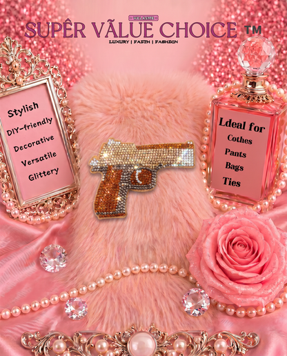 SUPERVALUECHOICE HCSESA00042 Rhinestone Gun Keychain & Brooch Sparkly Accessory