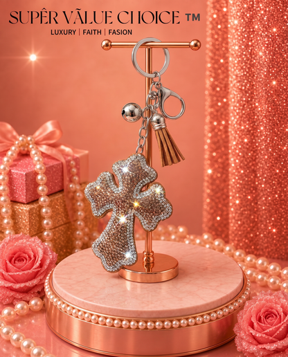 SUPERVALUECHOICE HCSESA00024 Rhinestone Cross Keychain & Brooch