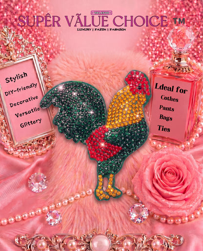 SUPERVALUECHOICE HCSESA00039 Rhinestone Chicken Keychain & Brooch Sparkly Accessory