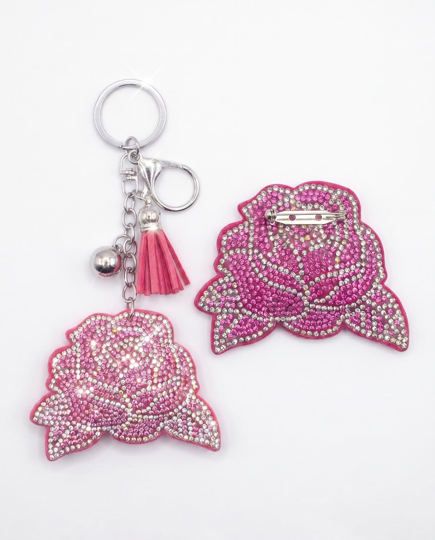 SUPERVALUECHOICE HCSESA00038 Sparkly Rhinestone Rose Keychain & Brooch