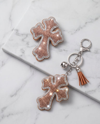 SUPERVALUECHOICE HCSESA00024 Rhinestone Cross Keychain & Brooch