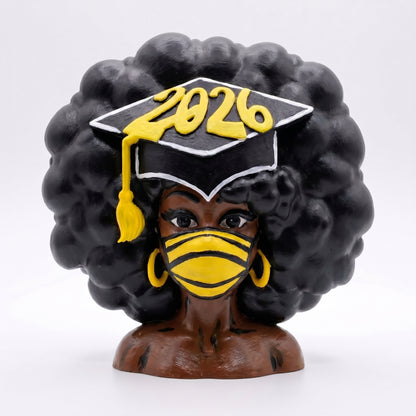 SUPERVALUECHOICE HCSEUA00065  Z-Paint Your Own Tassel Grad Hat Masked 2026 Senior Sculpture Blank Customizable Craft Blanks for Brooch & Keyring Making 2.3" × 2.7" × 0.5"