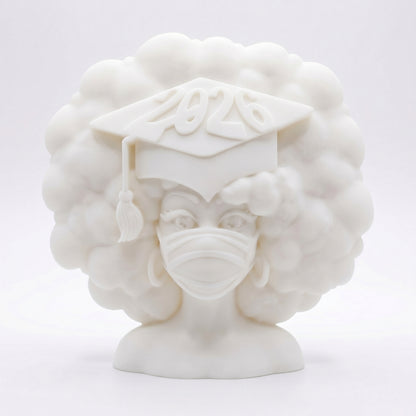SUPERVALUECHOICE HCSEUA00065  Z-Paint Your Own Tassel Grad Hat Masked 2026 Senior Sculpture Blank Customizable Craft Blanks for Brooch & Keyring Making 2.3" × 2.7" × 0.5"