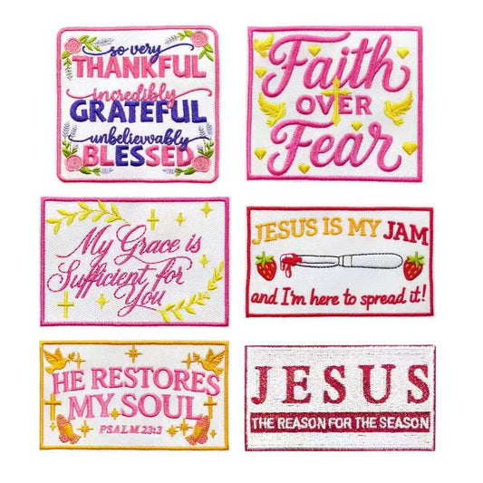 SUPERVALUECHOICE HCSEYB00034 Vintage Text Embroidered Fabric Patches