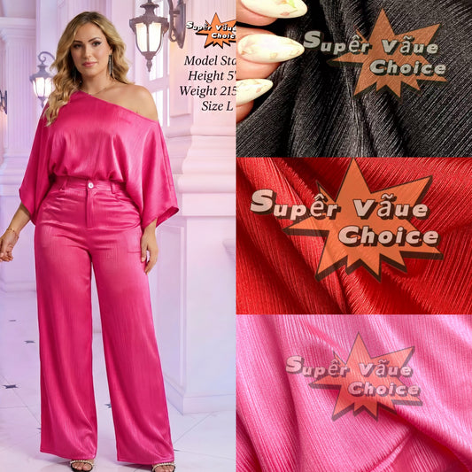 SUPERVALUECHOIC HCSEW00041 Tamale Festival 2pieceset Vacation Quiet luxury, loud presence lookbook 2026 JUMPSUITS Maxi Outfit  hides my lower belly SpringRed Satin-Soft Stretchy  Puff Sleeve  & Lantern Pants – Curve-Hugging, UPF50+ Womenswear casual