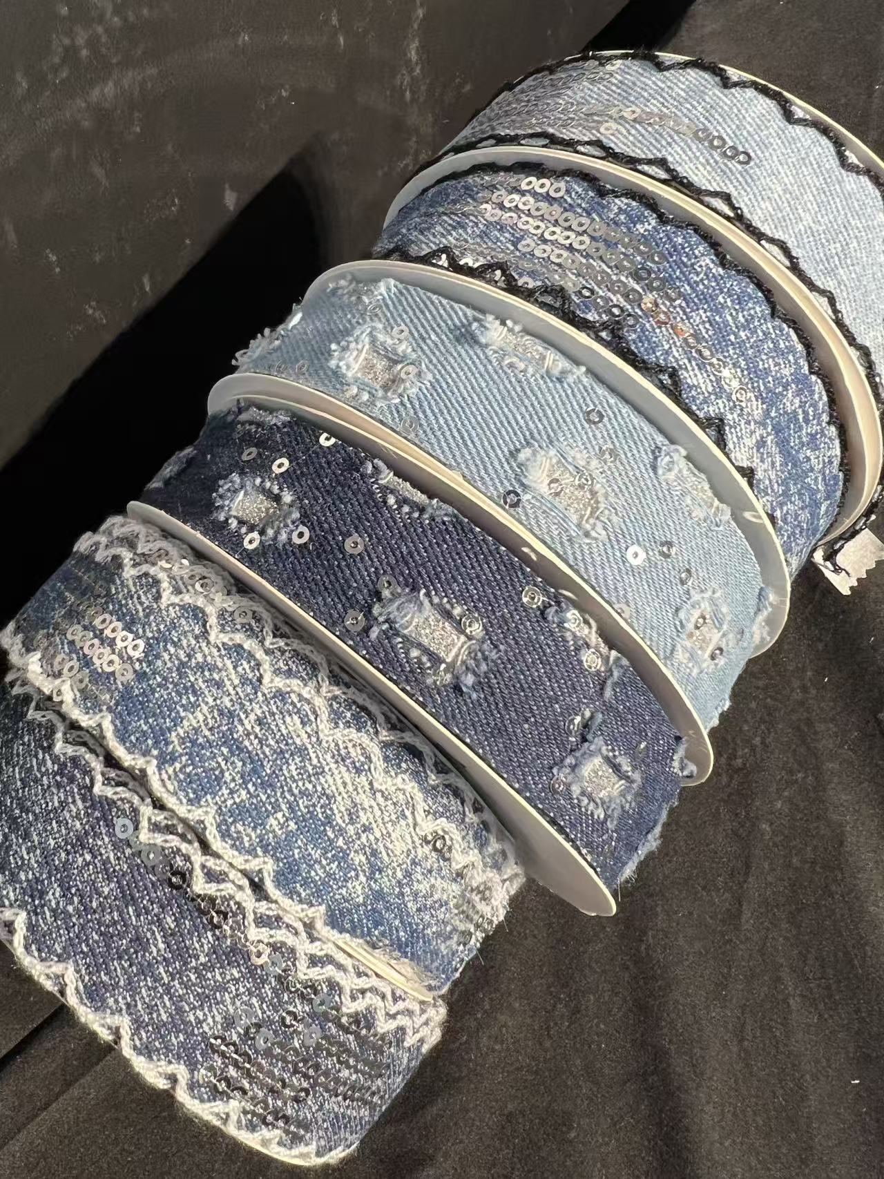 SuperValueChoice HCSEOA011 Denim Thread Decorative Ribbon for Dress Hair Accessory DIY Sewing Craft , width 0.98in width