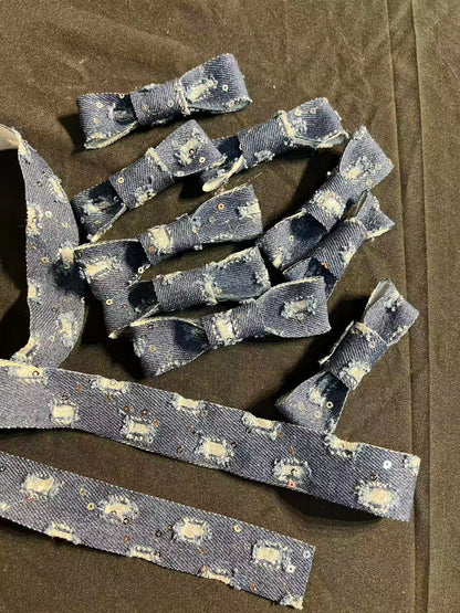 SuperValueChoice HCSEOA011 Denim Thread Decorative Ribbon for Dress Hair Accessory DIY Sewing Craft , width 0.98in width