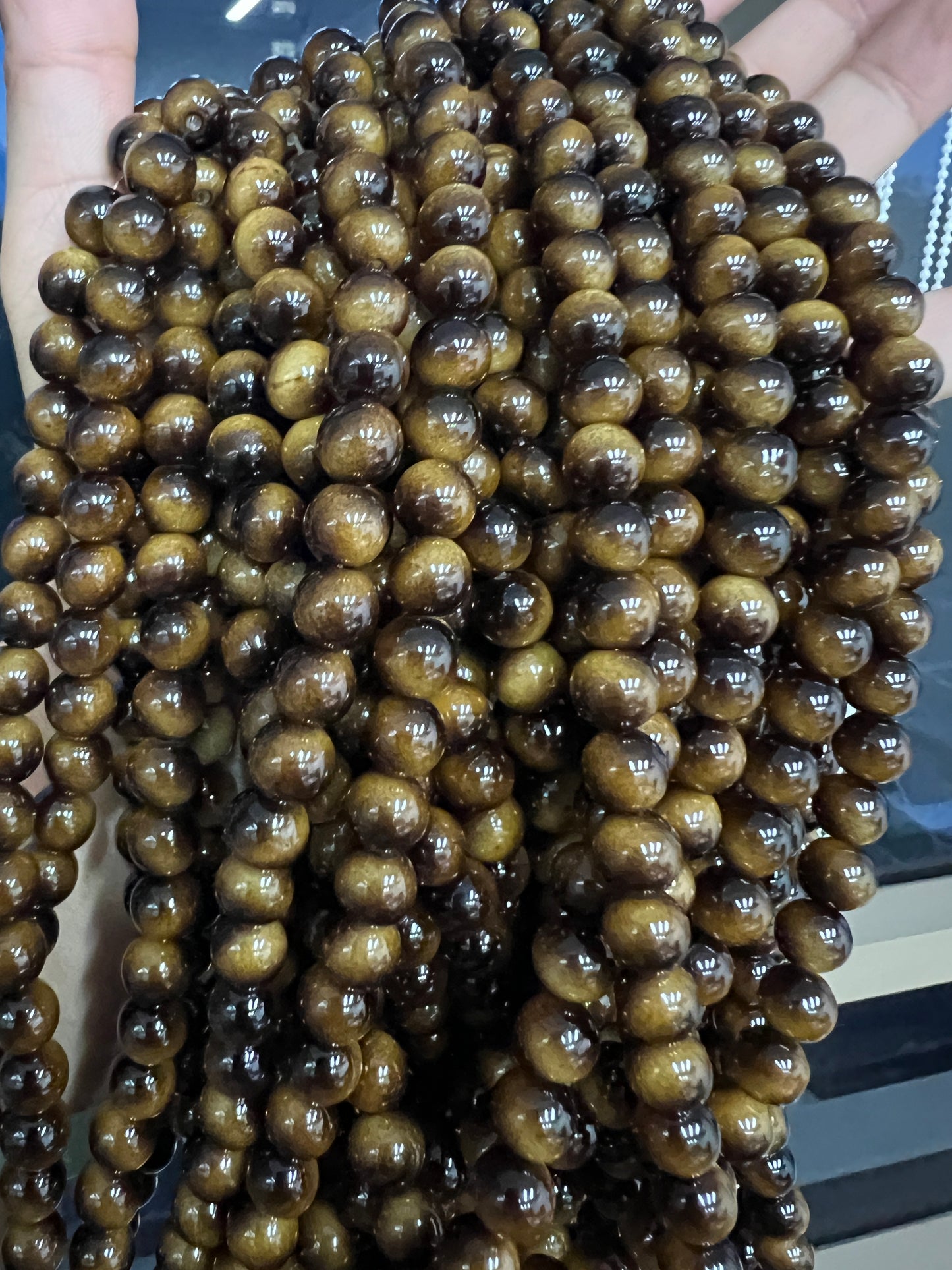SUPERVALUECHOICE HCSEN00003 0.31 Inch Round Cat Eye Bead Single Strand Necklace 16 Inch With 6 Inch Extender 15 Colors Collarbone Beaded Chain Jewelry For Women