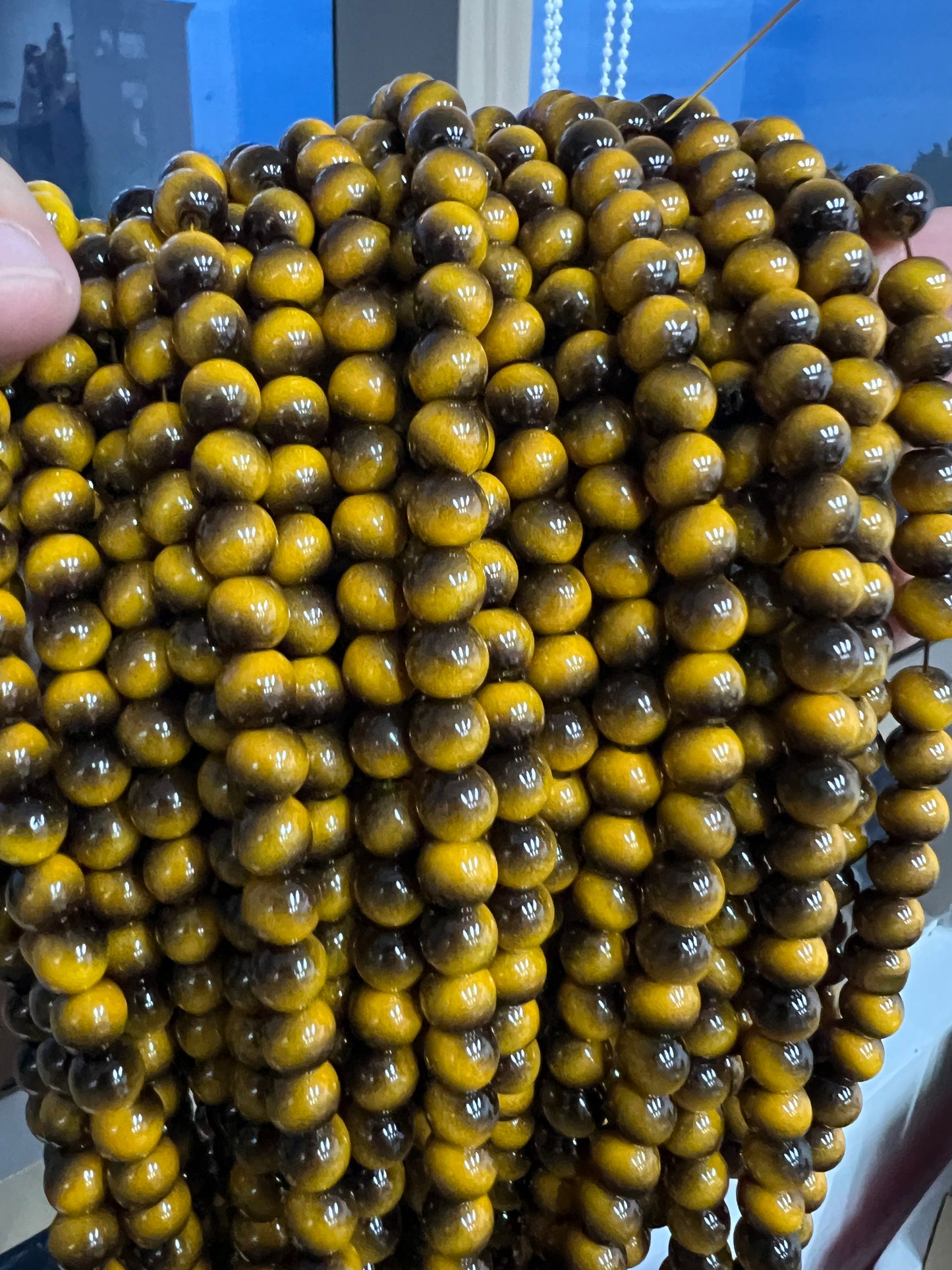 SUPERVALUECHOICE HCSEN00003 0.31 Inch Round Cat Eye Bead Single Strand Necklace 16 Inch With 6 Inch Extender 15 Colors Collarbone Beaded Chain Jewelry For Women