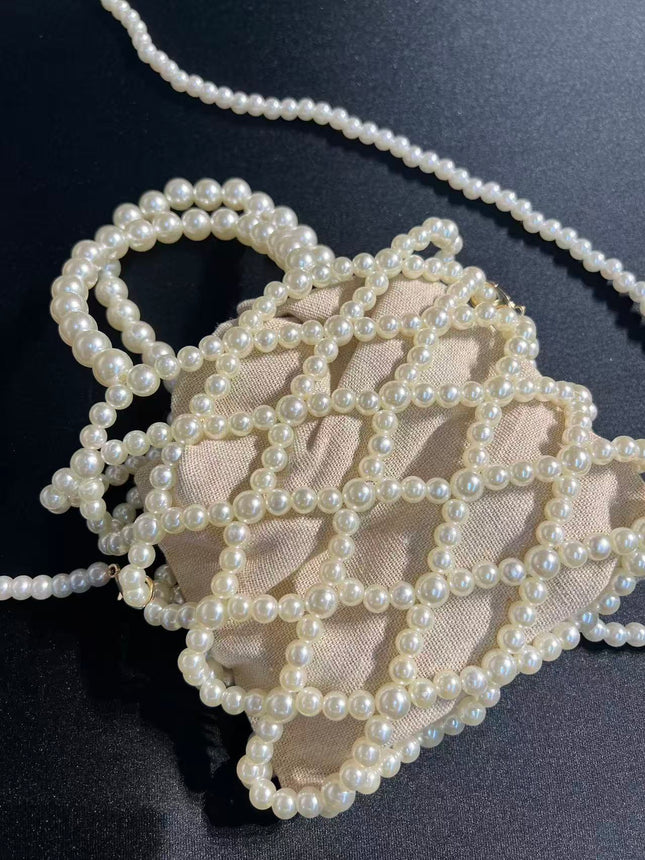 SuperValueChoice HCSEFA00022 Handmade Pearl Beaded Crossbody Bag