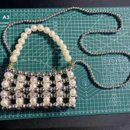 SuperValueChoice HCSEFA00023 Handmade Pearl Beaded Crossbody Bag
