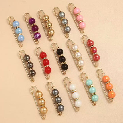 SUPERVALUECHOICE HCSESA00124 New Handmade 3-Bead Brooch, Women Color-Blocking Pendant Pin, Fashion Banquet Jewelry Accessories Gifts