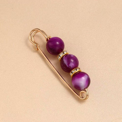 SUPERVALUECHOICE HCSESA00124 New Handmade 3-Bead Brooch, Women Color-Blocking Pendant Pin, Fashion Banquet Jewelry Accessories Gifts