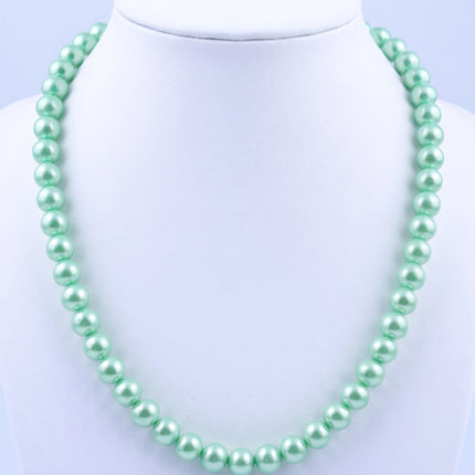 SUPERVALUECHOICE HCSEN00002 Multicolor Round Pearl Choker Necklace Classic Single Strand Beaded Necklace for Women Daily Wedding Jewelry