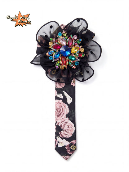 SUPERVALUECHOICE HCSEZA00003 Black Floral Bow Tie