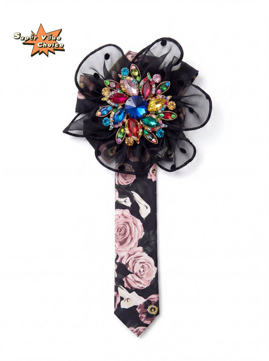 SUPERVALUECHOICE HCSEZA00003 Black Floral Bow Tie