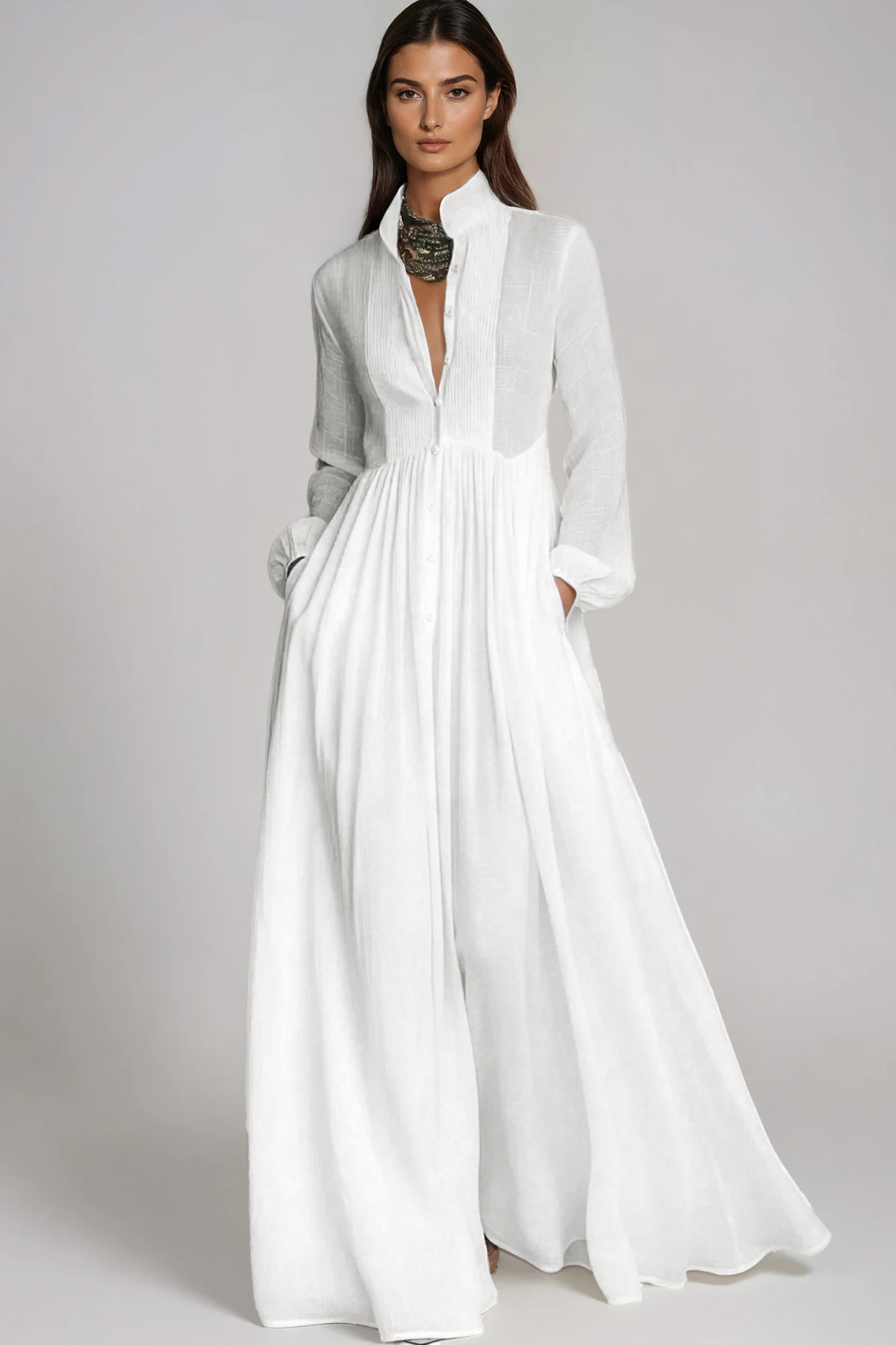 SUPERVALUECHOICE HCSEAA00012 Plunge Ruch Maxi Dress