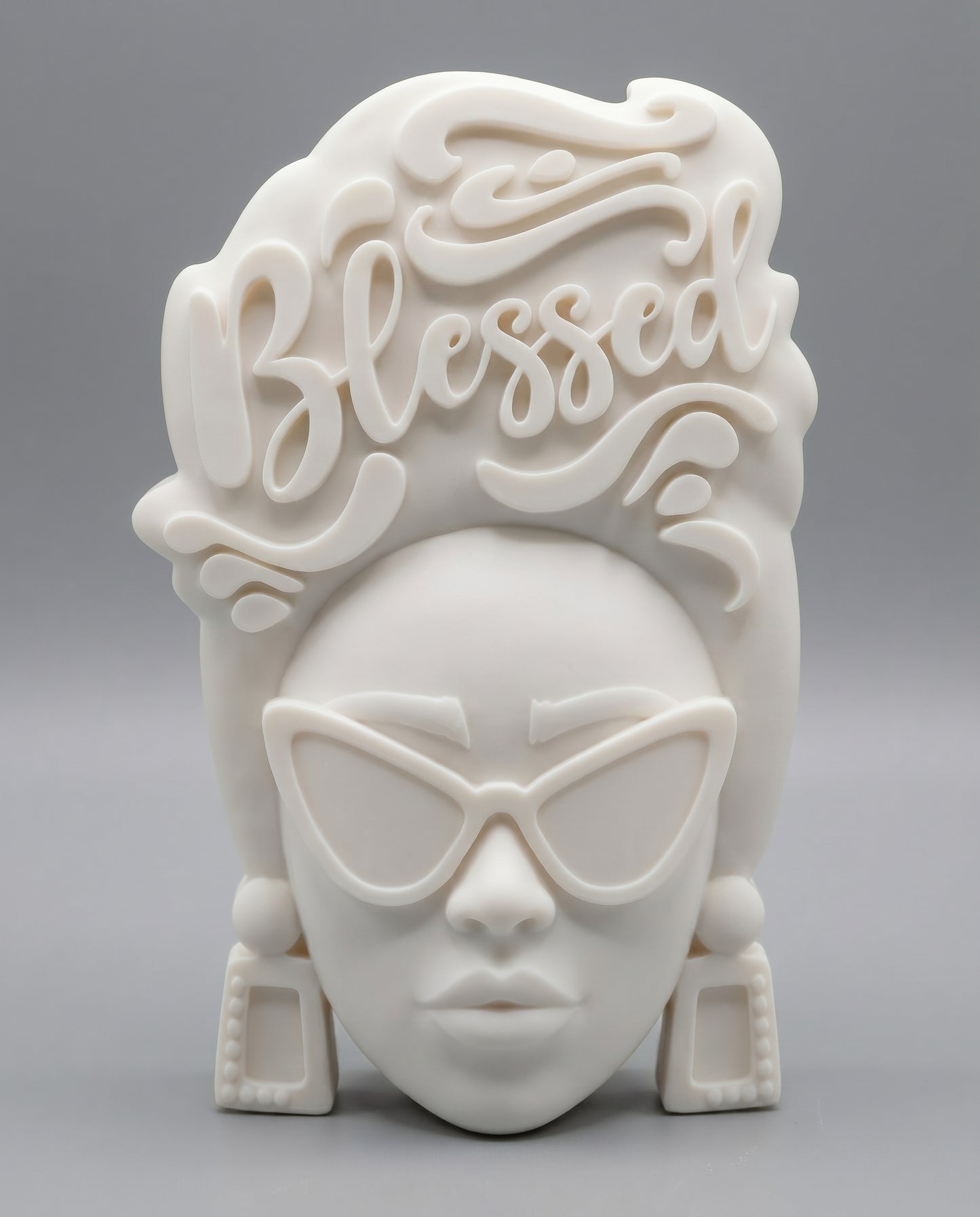 SUPERVALUECHOICE HCSEUA00037  Z-Customizable Unpainted Retro Sunglasses Lady Head Mold Base, DIY Handcraft Supplies for Keychains Brooches 2" × 3.1" × 0.6"