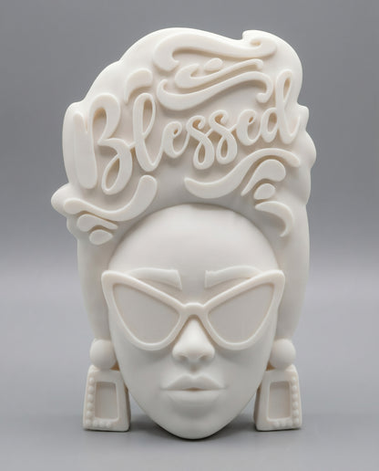 SUPERVALUECHOICE HCSEUA00037  Z-Customizable Unpainted Retro Sunglasses Lady Head Mold Base, DIY Handcraft Supplies for Keychains Brooches 2" × 3.1" × 0.6"
