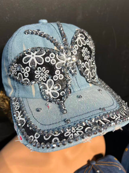 SUPERVALUECHOICE HCSEK00018 Rhinestone Pattern Denim Baseball Cap