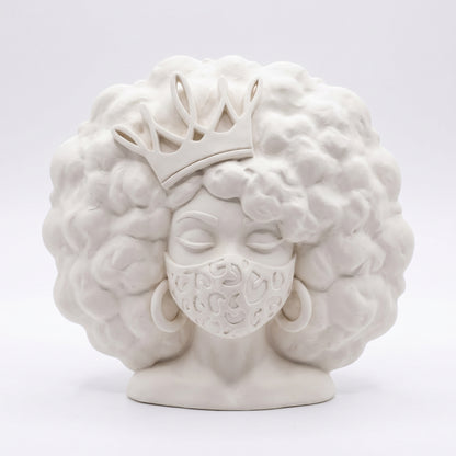 SUPERVALUECHOICE HCSEUA00062  Z-Paint Your Own Leopard Print Mask Curly Hair Queen Sculpture Blank Customizable Craft Blanks for Brooch & Keyring Making1.6" × 2.7" × 0.5"