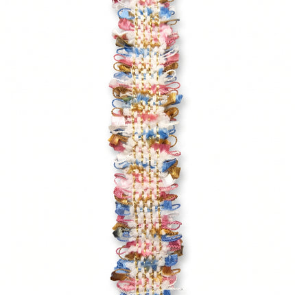SuperValueChoice HCSEOA00008 Pastel Fringe Tweed Woven Trim Metallic Gold Thread Decorative Ribbon for Dress Hair Accessory DIY Sewing Craft ,0.98in width