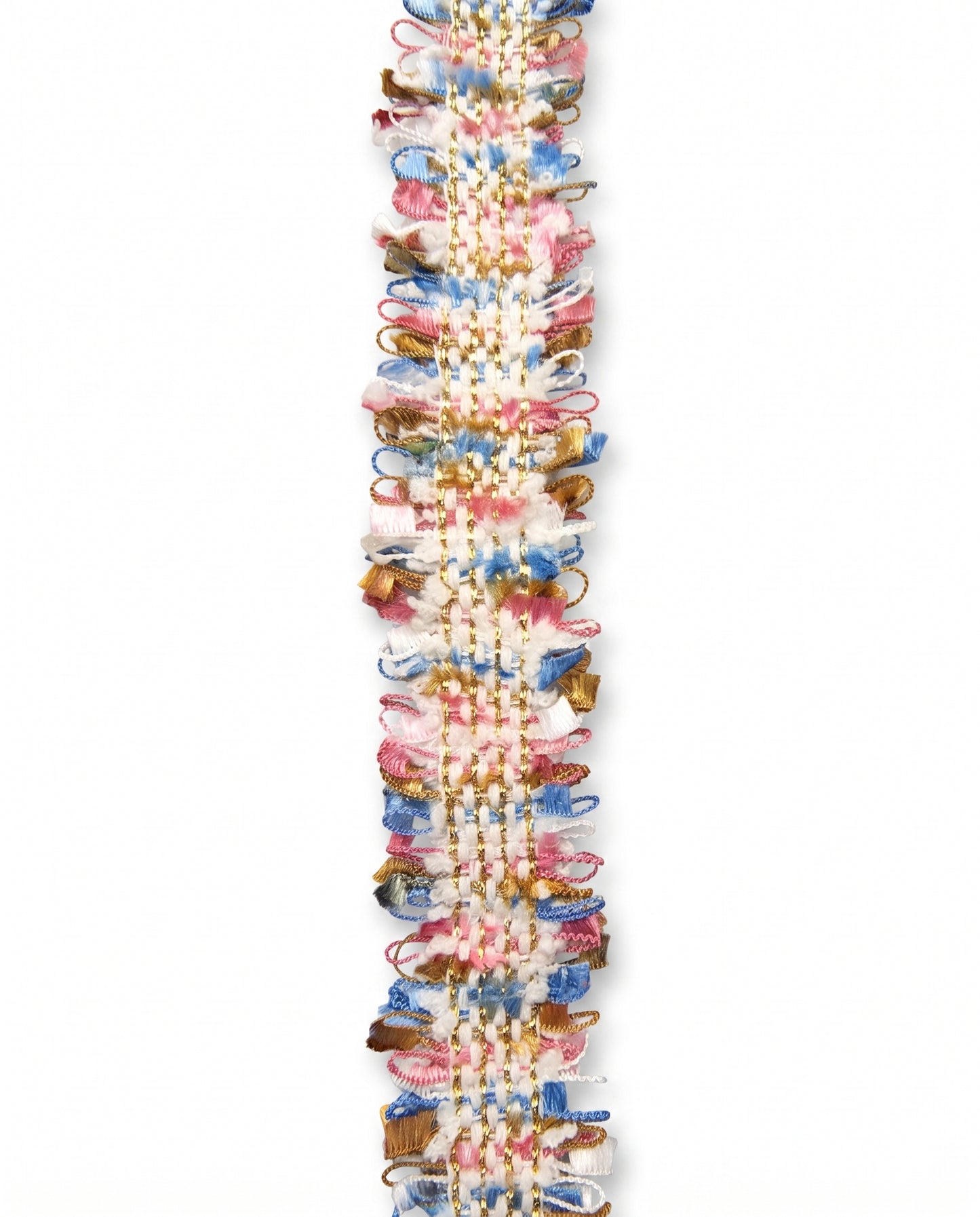 SuperValueChoice HCSEOA00008 Pastel Fringe Tweed Woven Trim Metallic Gold Thread Decorative Ribbon for Dress Hair Accessory DIY Sewing Craft ,0.98in width